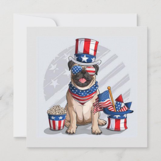 Gelukkig juli vierde hond feestdagenkaart (Voorkant)