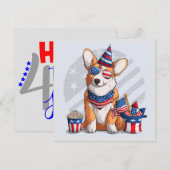 Gelukkig juli vierde hond feestdagenkaart (Voorkant / Achterkant)
