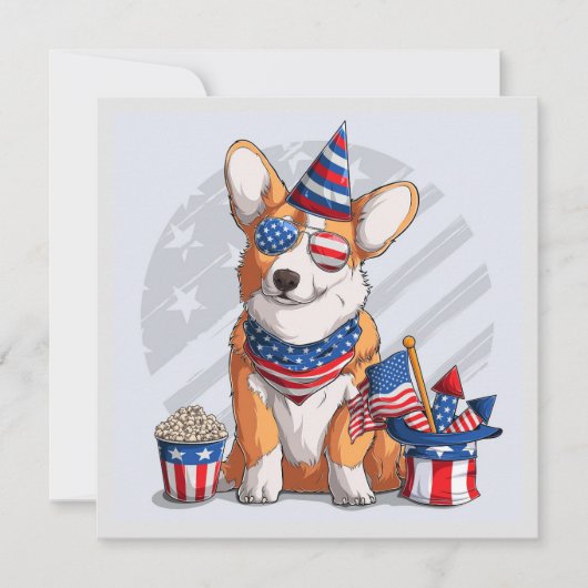 Gelukkig juli vierde hond feestdagenkaart (Voorkant)