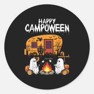Gelukkig Kamp-o-ween Halloween Camping Spoken En C Ronde Sticker