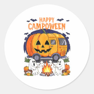 Gelukkig Kamp-o-ween Halloween Kamperen Spoken En Ronde Sticker