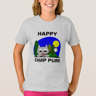 Gelukkig Kamp Spin Funge Camping Cartoon Kat T-shi T-shirt