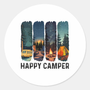 Gelukkig Kampeer Shirt Wandelavontuur Zomer Kamp C Ronde Sticker