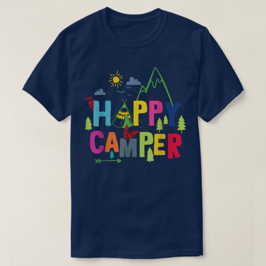 Gelukkig Kampeerder Camping Grappig Cadeau Mannen  T-shirt (Design voorkant)