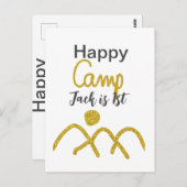 Gelukkig kampeerder één verjaardag kinderen gouden briefkaart (Voorkant / Achterkant)