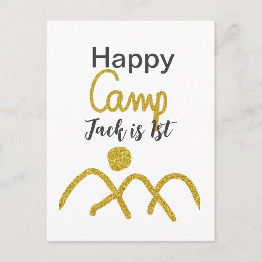 Gelukkig kampeerder één verjaardag kinderen gouden briefkaart (Voorkant)