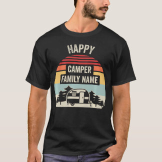 Gelukkig Kampeerder Familie Naam Retro Kamperen T-shirt