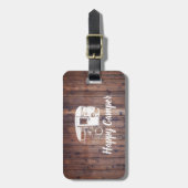 Gelukkig Kampeerder Kampeerwagen Rustiek Hout Bagagelabel (Voorkant verticaal)