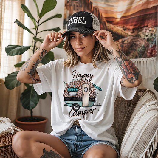 Gelukkig kampeerder met caravan Tri-Blend shirt