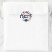 Gelukkig Kampeerder Ronde Sticker (Tas)