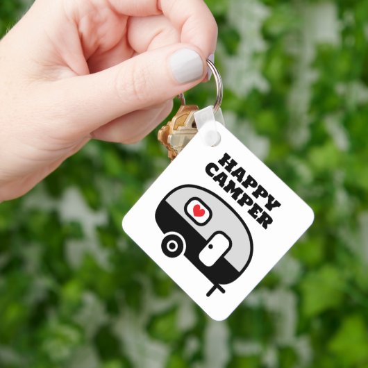 Gelukkig kampeerder sleutelhanger voor RV-trailer (Hand)