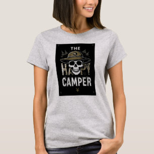 Gelukkig Kampeerder T-Shirt, Skelet Kampeerder Tee T-shirt