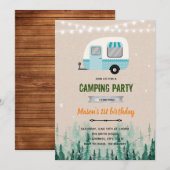 Gelukkig kampeerjongen thema uitnodiging (Voorkant / Achterkant)