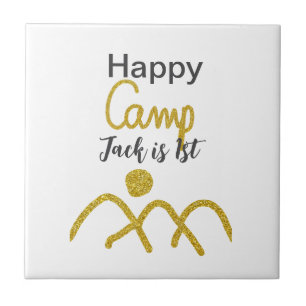 Gelukkig kamperen camper één verjaardag kinderen g tegeltje