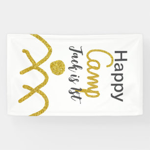 Gelukkig kamperen kampeerder één verjaardag kinder spandoek