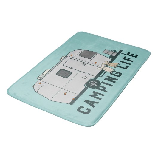 Gelukkig kamperen met schattige Fransen Badmat (Gekanteld)