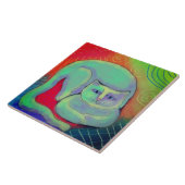 Gelukkig Kat Abstract digitaal schilderen Tegeltje (Zijkant)