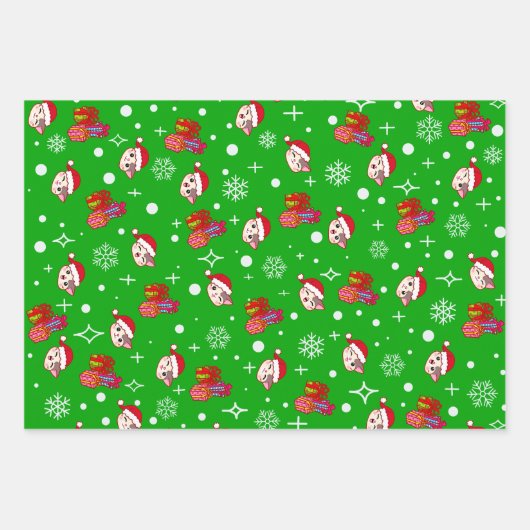 Gelukkig Kat Kerst Wrapping Papier Set van 3 Inpakpapier Vel (Voorkant 3)