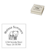 Gelukkig kattenboek stapel archief ex libris rubberstempel (Gestempeld)