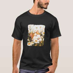 Gelukkig kattengezicht in madeliefjeswei voor zome t-shirt