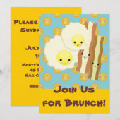 gelukkig kawaï eieren bacon brunch ontbijt kaart (Voorkant / Achterkant)