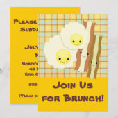 gelukkig kawaï eieren bacon brunch ontbijt kaart (Voorkant / Achterkant)