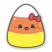 Gelukkig Kawaii Candy Corn Meisje voor Halloween Sticker (Voorkant)