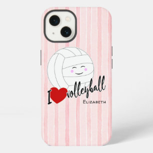 gelukkig kawaii ik hou van volleybal hart roze str iPhone 13 hoesje