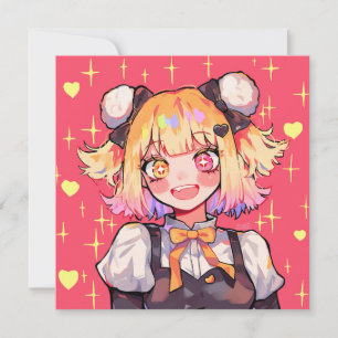 Gelukkig Kawaii Karakter Feest Thema Kaart