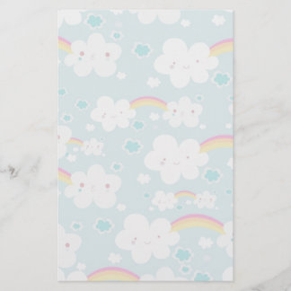 gelukkig kawaii regenboog en wolk lucht patroon briefpapier