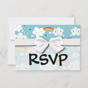 gelukkig kawaii regenboog en wolk lucht patroon RSVP kaartje