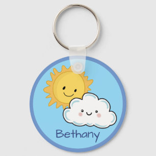 Gelukkig Kawaii Zon En Wolk Persoonlijke Sleutelha Sleutelhanger