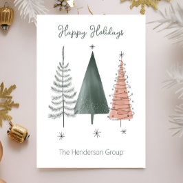 Gelukkig Kerst en een Gelukkig Nieuwjaar Bomen Bed Briefkaart