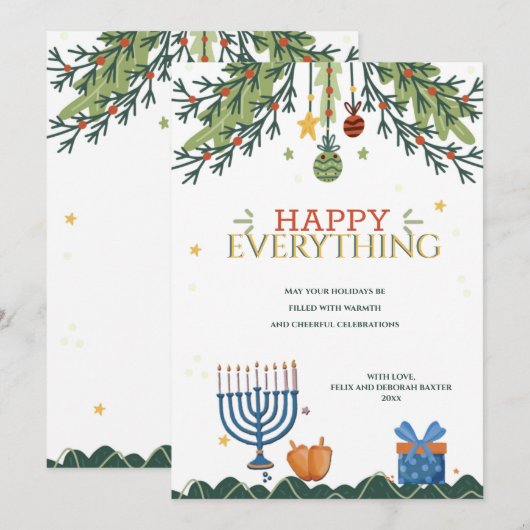 Gelukkig Kerst- en Nieuwjaar Wenskaart Feestdagenkaart (Voorkant / Achterkant)