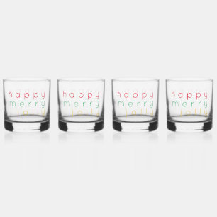 GELUKKIG KERST FEest Rocks Brillen (4) Whisky Glas