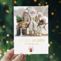 Gelukkig Kerst Foto Persoonlijk Elegant Goud