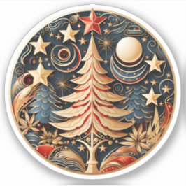Gelukkig Kerst Geweldige Ronde Xmas Boom Decoratie Sticker