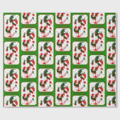 gelukkig kerstblad krampus santa inpakpapier (Vlak)