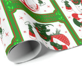 gelukkig kerstblad krampus santa inpakpapier (Rol Hoek)