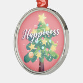 Gelukkig kerstboomroze karton metalen ornament (Links)