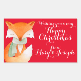 Gelukkig kerstcadeaulabels voor kerstcadeautjes rechthoekige sticker