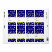 Gelukkig kerstcadeautje label blauw (naar/uit) (Full Sheet)