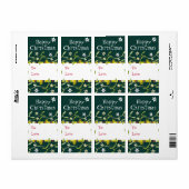 Gelukkig kerstcadeautje label groen (naar/uit) (Full Sheet)