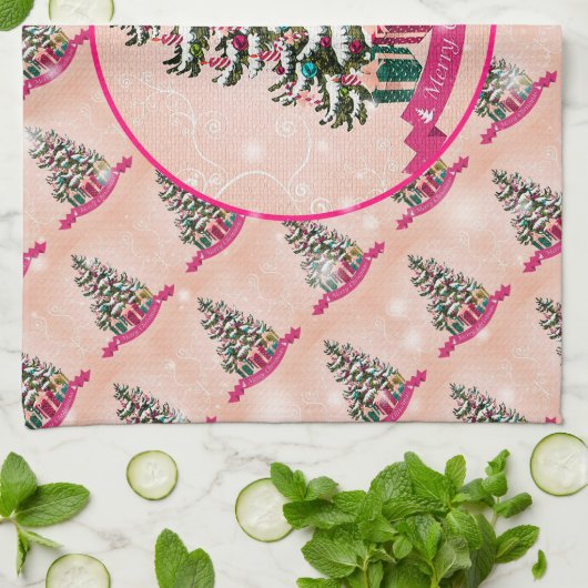 Gelukkig kerstcadeautje met prettige kerstcadeautj theedoek (Gevouwen)