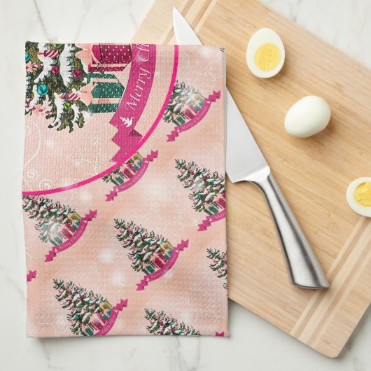 Gelukkig kerstcadeautje met prettige kerstcadeautj theedoek (Quarter Fold)