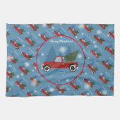 Gelukkig kerstcadeautje met prettige kerstcadeautj theedoek (Horizontaal)