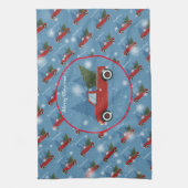 Gelukkig kerstcadeautje met prettige kerstcadeautj theedoek (Verticaal)