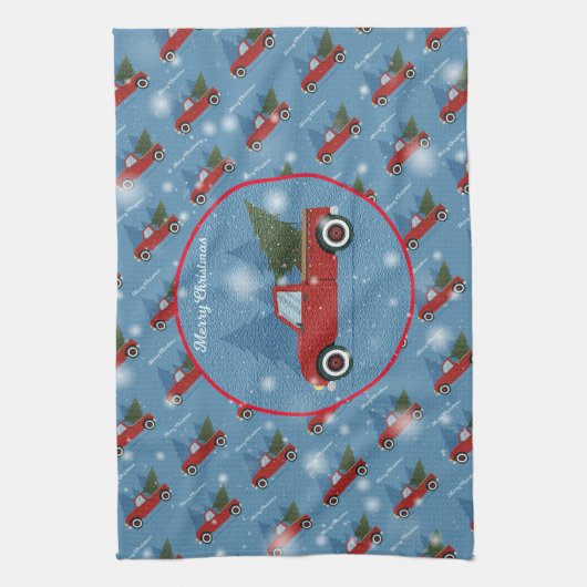 Gelukkig kerstcadeautje met prettige kerstcadeautj theedoek (Verticaal)