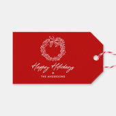 Gelukkig Kerstdiner Minimalistische Krans Persoonl Cadeaulabel (Voorkant (Horizontaal))