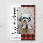 Gelukkig kerstfeest 1 foto Red Black Buffalo Pset Feestdagenkaart (Voorkant)